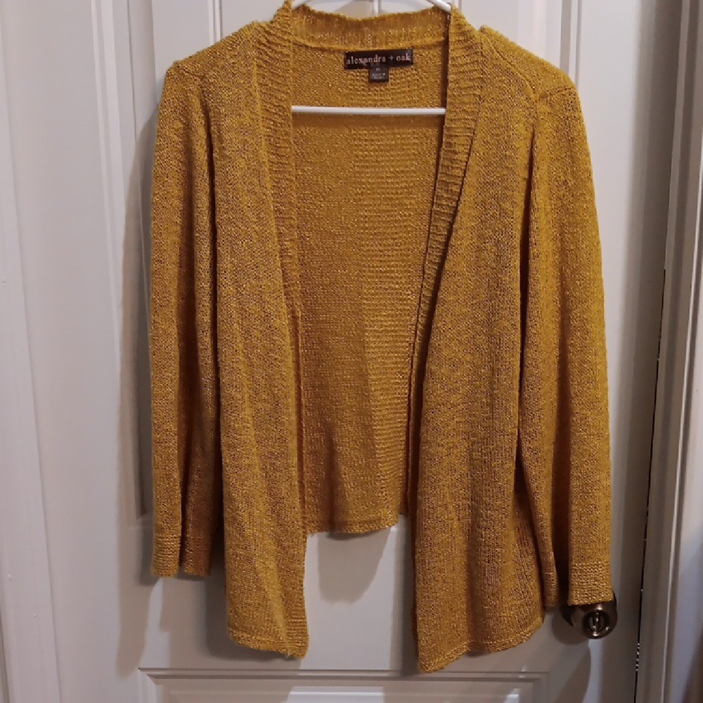 Alexandra & Oak Mustard Open-Front Cardigan